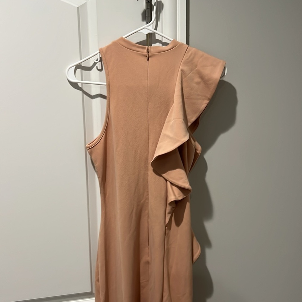 VENUS Asymmetrical Ruffle Dress in Tan - Picture 4 of 4